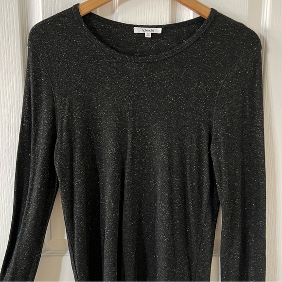 Splendid 🖤✨ black ribbed longsleeve crewneck with a subtle shimmer, XL - Picture 2 of 9